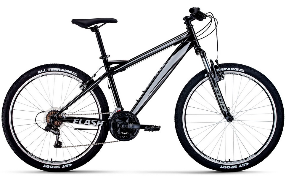 Велосипед 26" Forward Flash 1.0 (15") 21ск, St, V-br, чёрно-серый, 2022г.