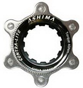 Адаптер для крепления роторов под 6 болтов на втулке под дисковый тормоз Shimano Center Lock Ashima AC-02 чёрный   а