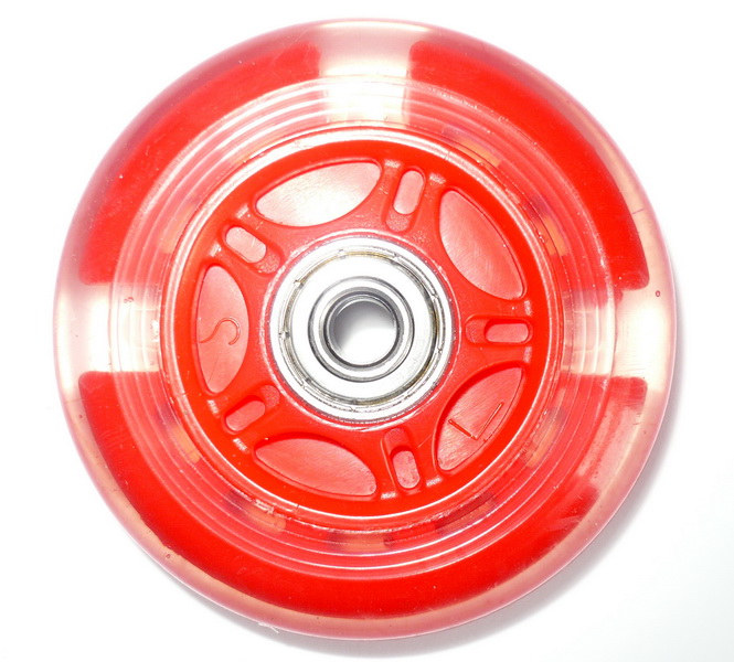 Колесо для самоката Ø 75мм, PU, с подшипником ABEC-7, с подсветкой, красное   v