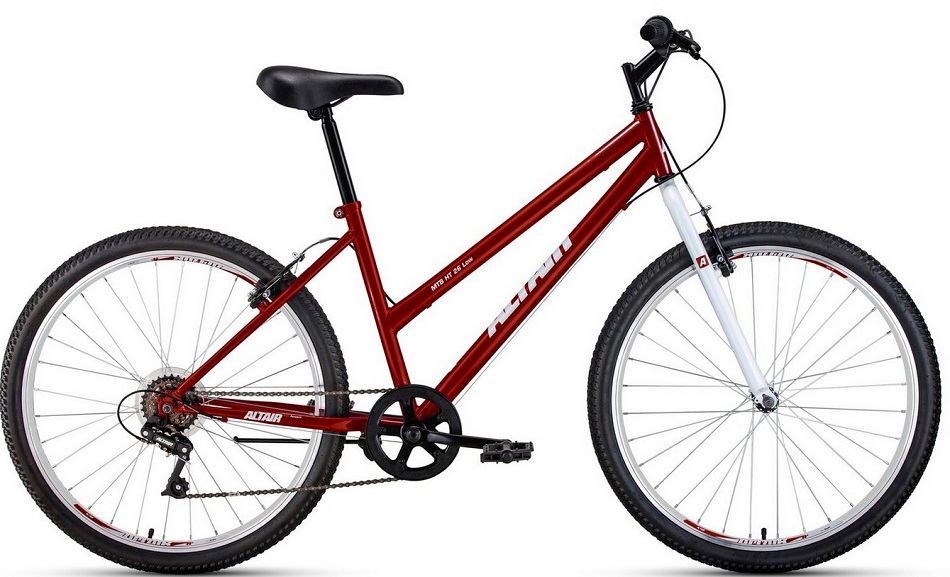 Велосипед 26" Altair MTB HT 1.0 (17") 6ск, St, V-br, красно-белый "low", 2022г.