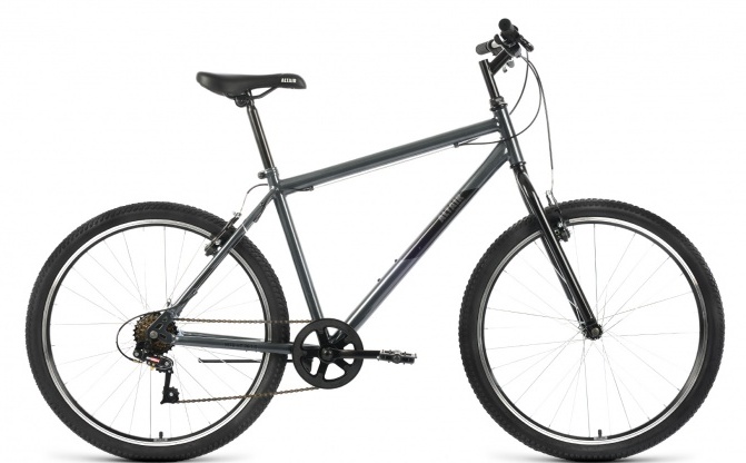 Велосипед 26" Altair MTB HT 1.0 (17") 7ск, St, V-br, серо-чёрный, 2022г.  + (в коробке)