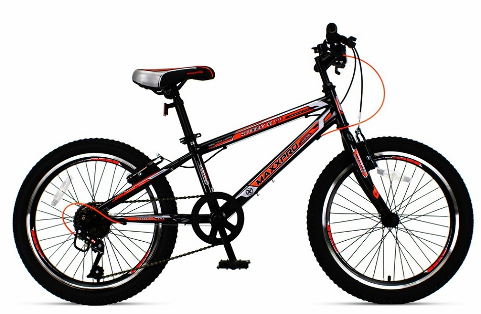 Велосипед 20" MaxxPro Steely Lite, 6ск, St, V-br, чёрно-оранжевый, 2022г.  (в коробке)