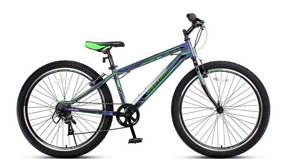 Велосипед 26" MaxxPro Katar (14") 7ск, St, V-br, серо-зелёный, 2022г.