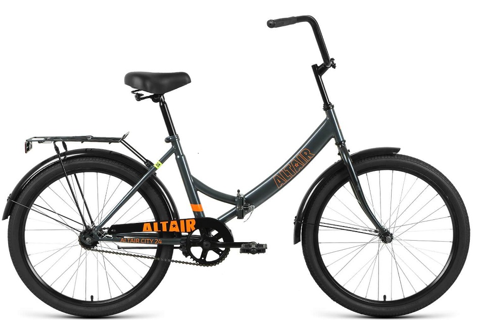 Велосипед 24" Altair City, 1ск, складной, St, серо-оранжевый, 2022г.
